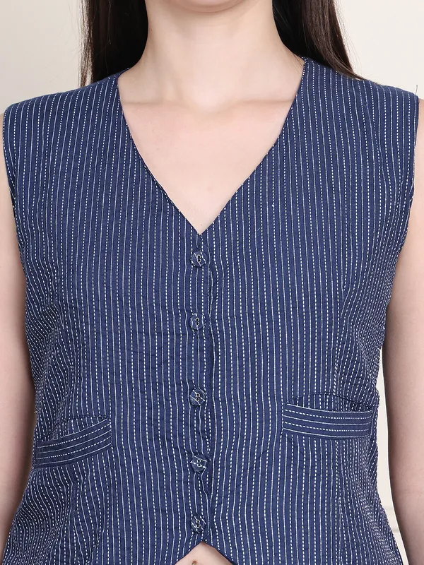 Navy_Blue_Cotton_Striped_Casual_Co-Ords_For_Women