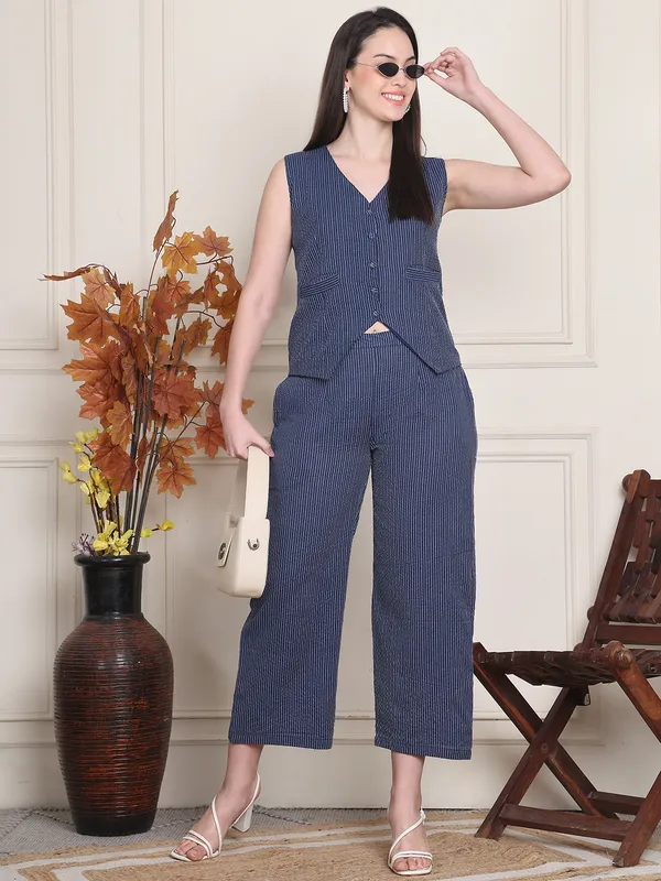 Navy_Blue_Cotton_Striped_Casual_Co-Ords_For_Women