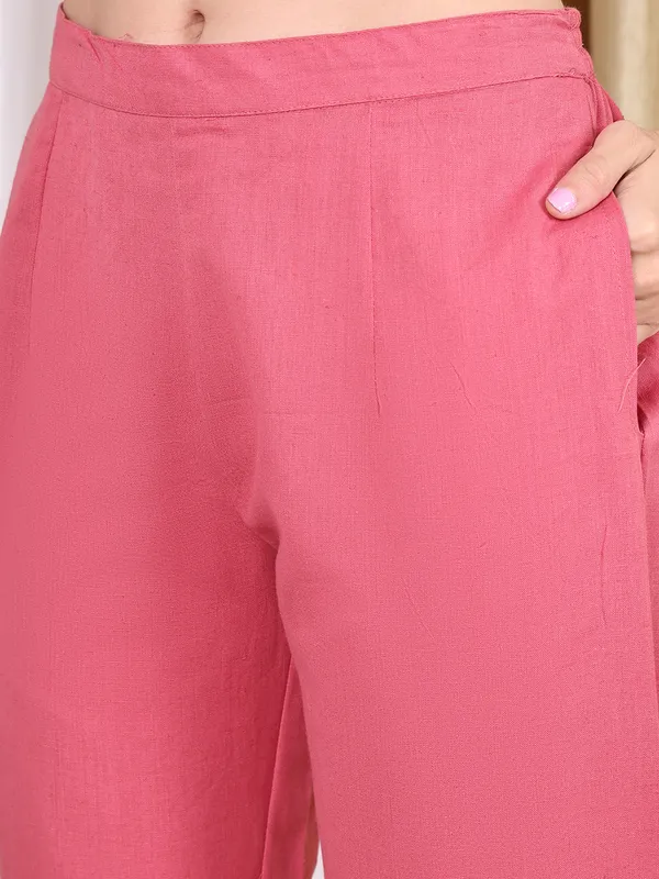 Pink_Cotton_Blend_Solid_Casual_Co-Ords_For_Women