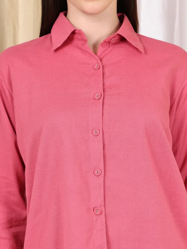 Pink_Cotton_Blend_Solid_Casual_Co-Ords_For_Women