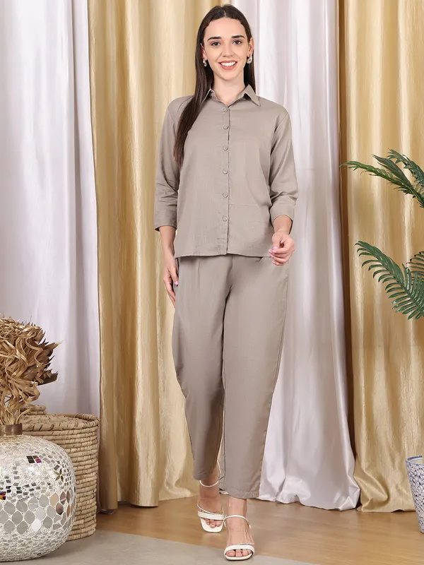 Brown_Cotton_Blend_Solid_Casual_Co-Ords_For_Women