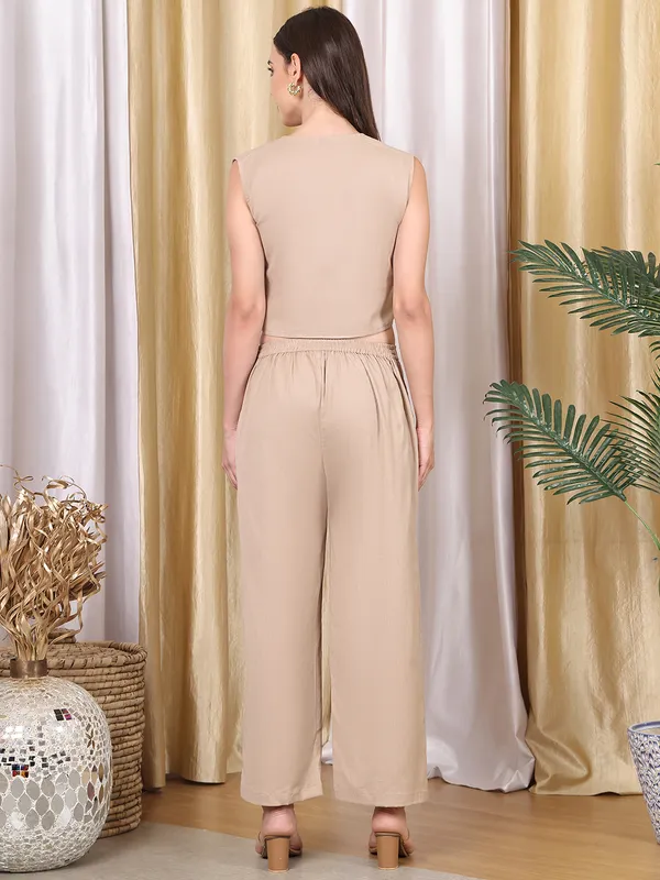Beige_Cotton_Blend_Solid_Casual_Co-Ords_For_Women