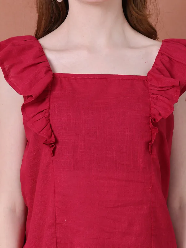 Maroon_Cotton_Solid_Casual_Co-Ords_For_Women