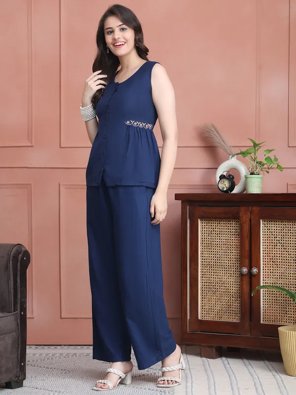 Navy_Blue_Cotton_Solid_Casual_Co-Ords_For_Women