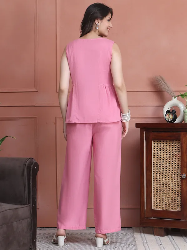 Pink_Cotton_Solid_Casual_Co-Ords_For_Women
