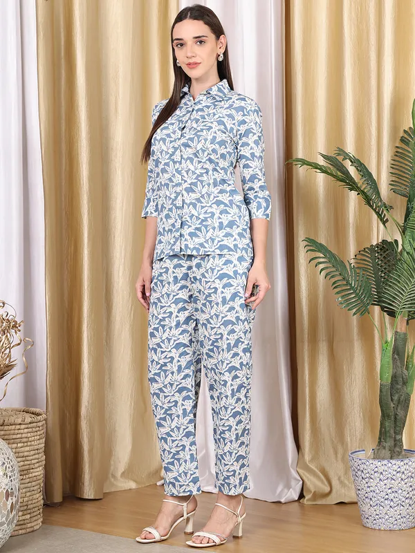 Blue_Cotton_Printed_Casual_Co-Ords_For_Women