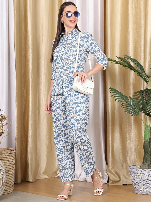 Blue_Cotton_Printed_Casual_Co-Ords_For_Women