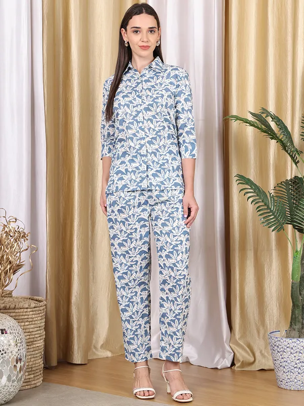 Blue_Cotton_Printed_Casual_Co-Ords_For_Women