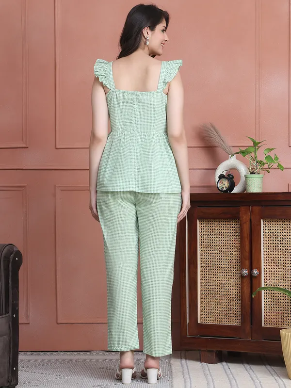 Green_Cotton_Checked_Casual_Co-Ords_For_Women
