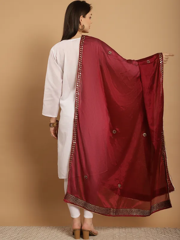 Maroon_Crepe_Gota_Patti_Work_Ethnic_Dupatta