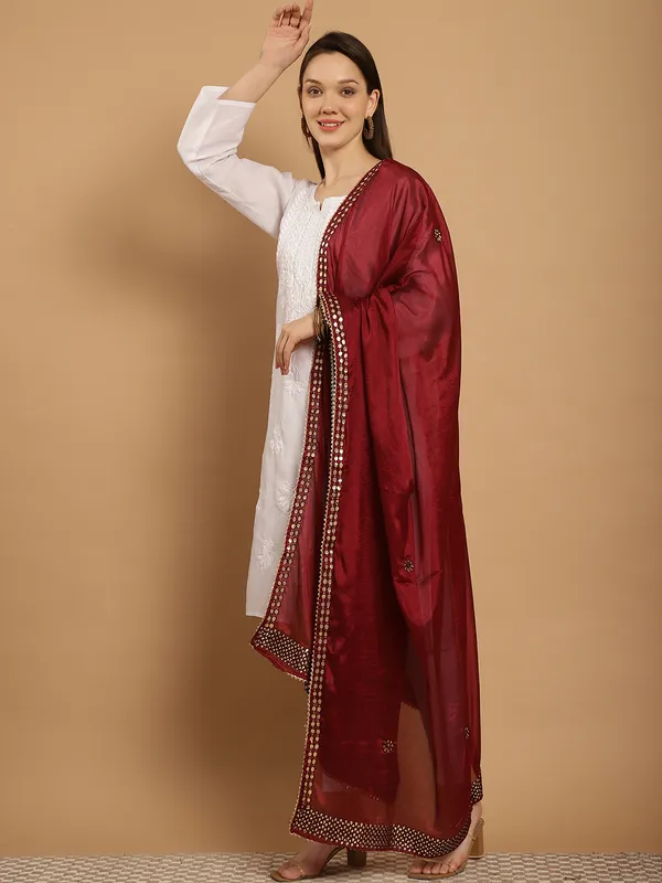 Maroon_Crepe_Gota_Patti_Work_Ethnic_Dupatta
