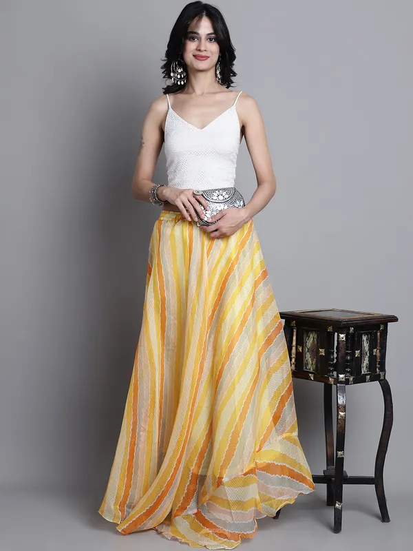 Yellow_Cotton_Kota_Doriya_Printed_Casual_Skirt_For_Women