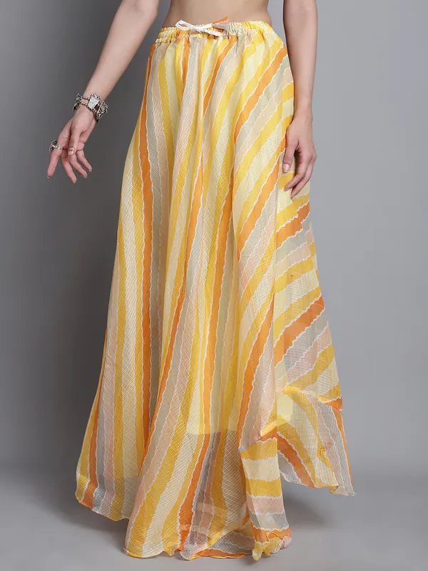 Yellow_Cotton_Kota_Doriya_Printed_Casual_Skirt_For_Women