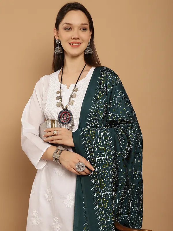 Teal_Muslin_Bandhej_Ethnic_Dupatta
