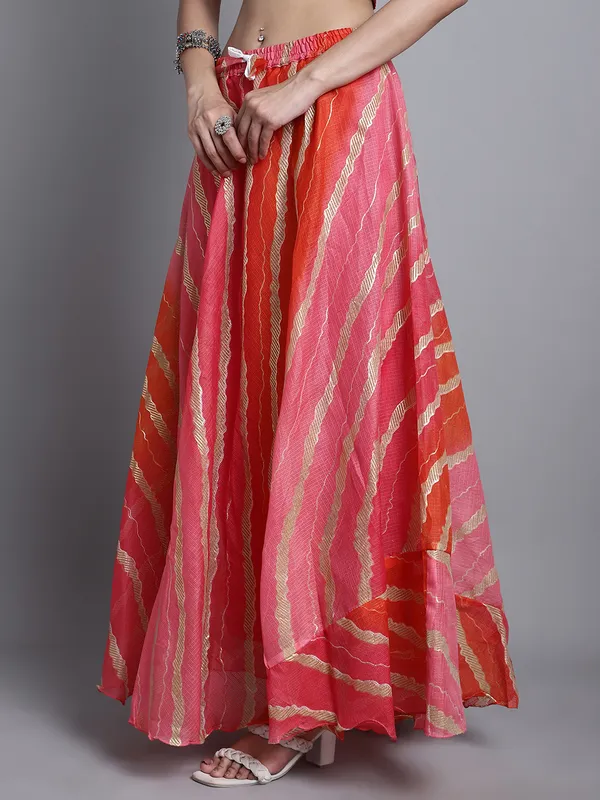 Pink_Cotton_Kota_Doriya_Printed_Casual_Skirt_For_Women