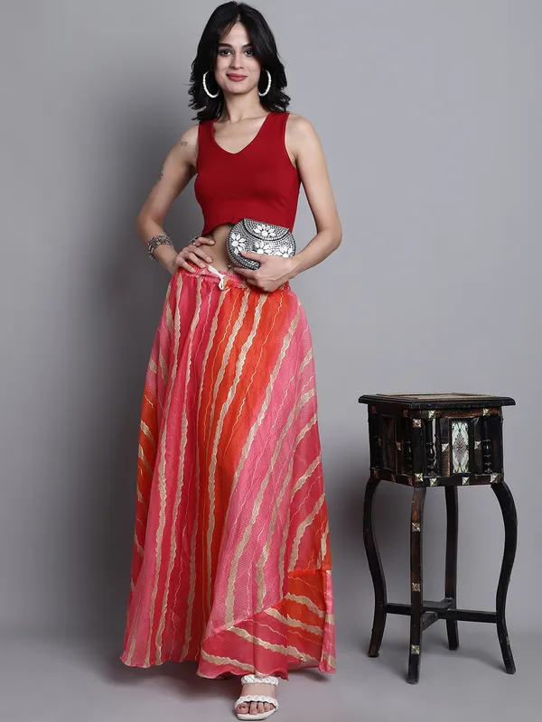 Pink_Cotton_Kota_Doriya_Printed_Casual_Skirt_For_Women