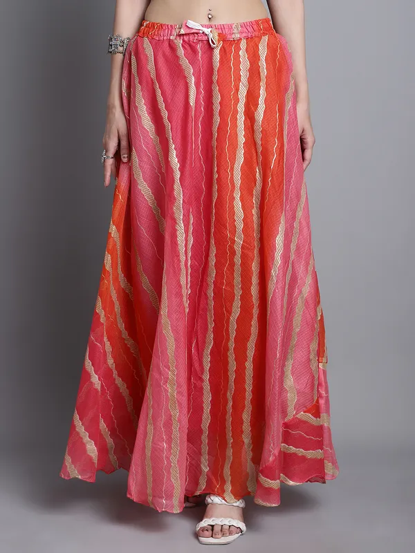 Pink_Cotton_Kota_Doriya_Printed_Casual_Skirt_For_Women