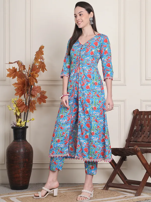 Blue_Cotton_Printed_Casual_Kurta_Sets_For_Women