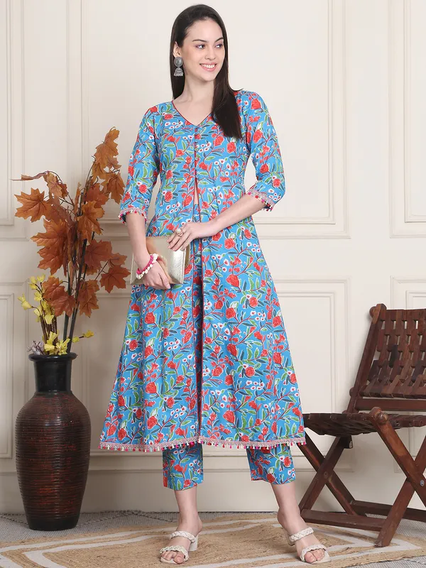Blue_Cotton_Printed_Casual_Kurta_Sets_For_Women
