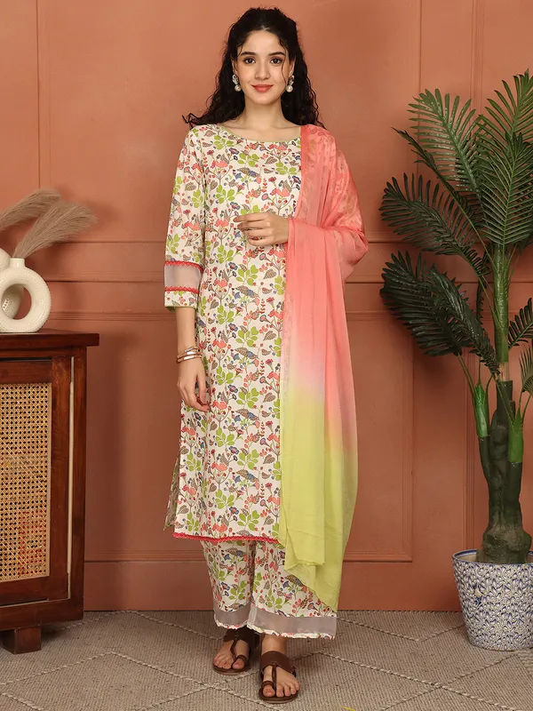 White_Cotton_Printed_Casual_Kurta_Sets_For_Women