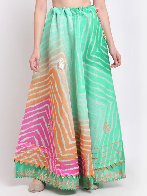 Green_Cotton_Kota_Doriya_Gota_Patti_Work_Skirt_For_Women