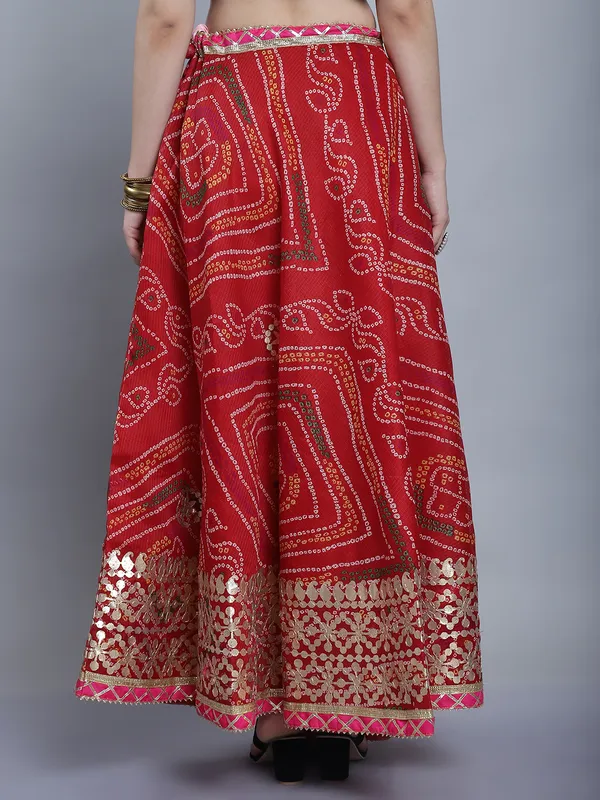 Red_Cotton_Kota_Doriya_Printed_Gota_Patti_Work_Skirt_For_Women