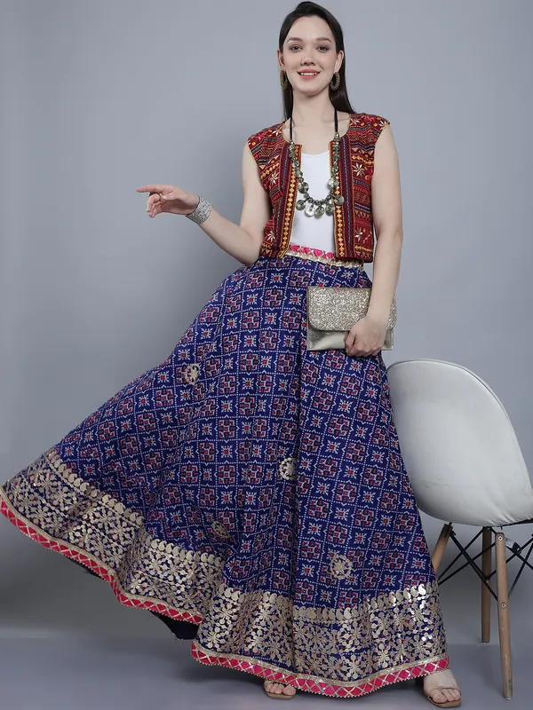 Blue_Cotton_Kota_Doriya_Printed_Gota_Patti_Work_Skirt_For_Women