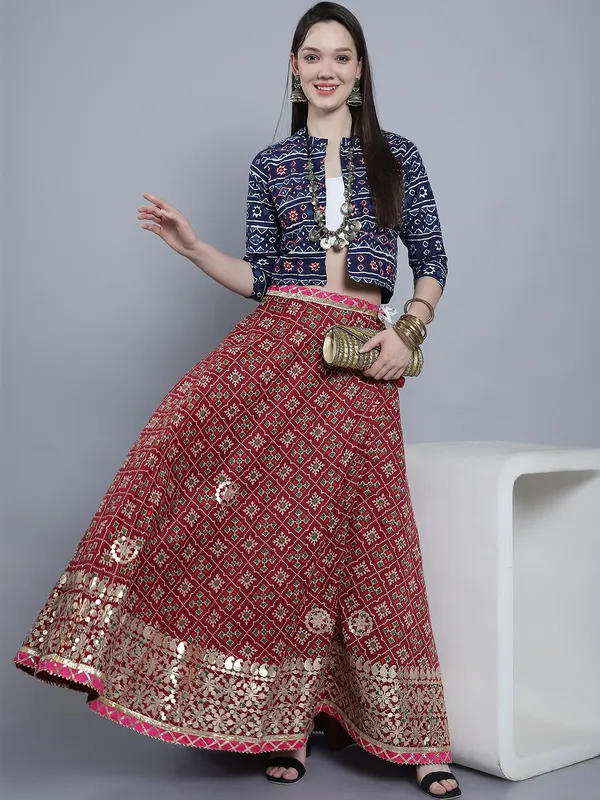 Maroon_Cotton_Kota_Doriya_Printed_Gota_Patti_Work_Skirt_For_Women
