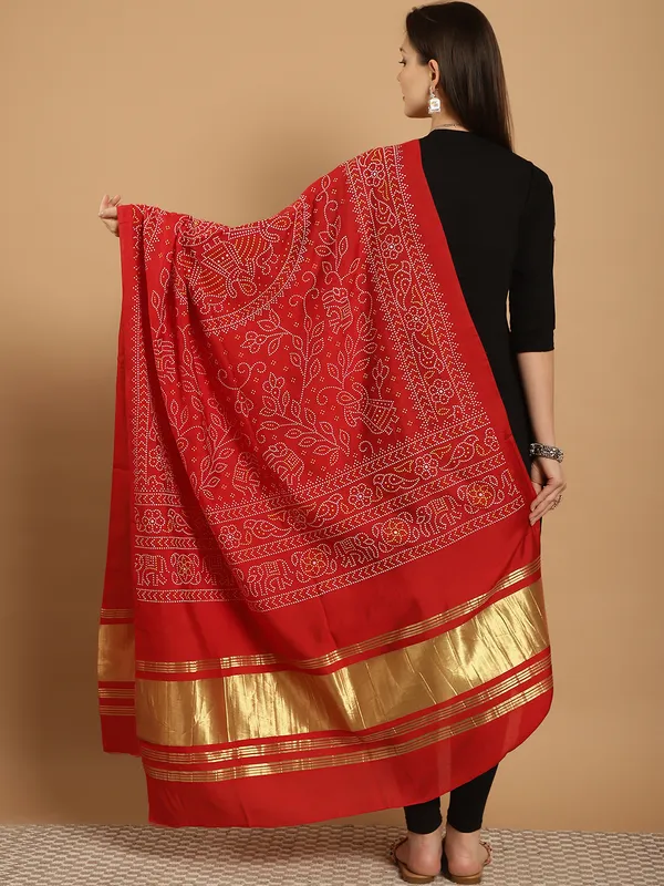 Red_Muslin_Bandhej_Ethnic_Dupatta