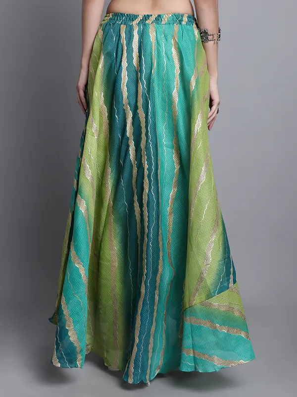 Green_Cotton_Kota_Doriya_Printed_Casual_Skirt_For_Women