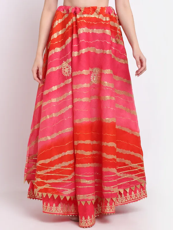 Pink_Cotton_Kota_Doriya_Gota_Patti_Work_Skirt_For_Women