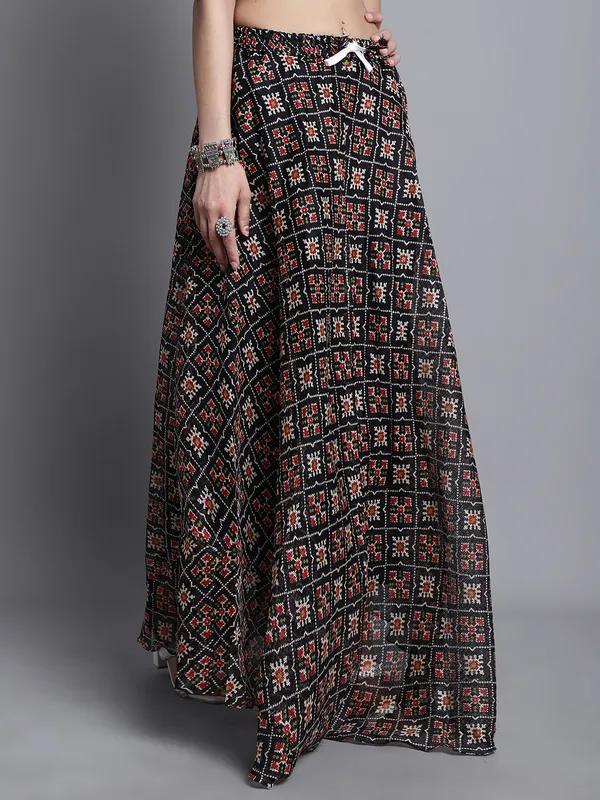 Black_Cotton_Kota_Doriya_Printed_Casual_Skirt_For_Women