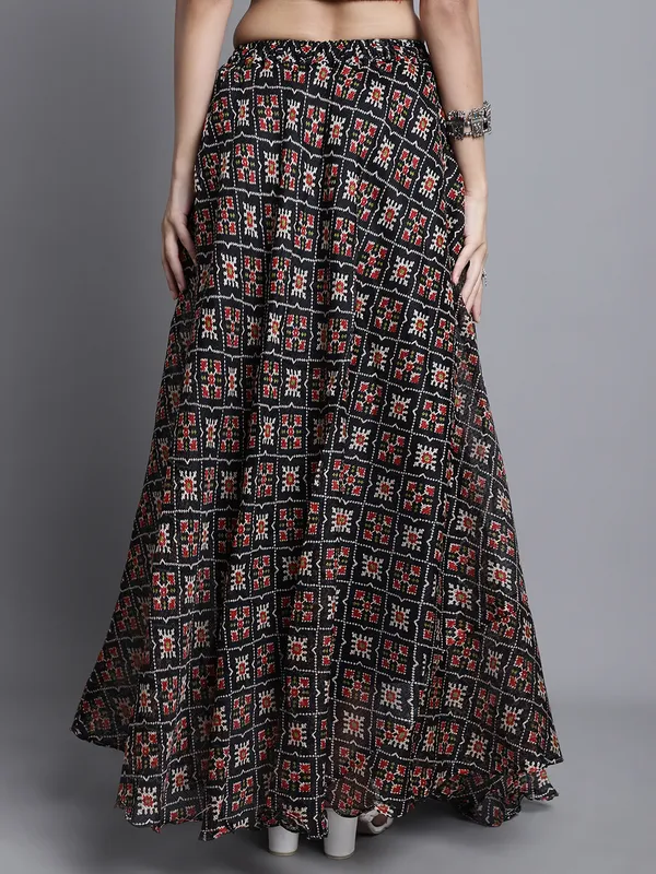 Black_Cotton_Kota_Doriya_Printed_Casual_Skirt_For_Women