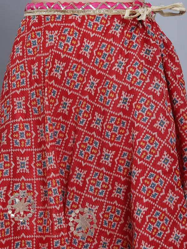 Red_Cotton_Kota_Doriya_Printed_Gota_Patti_Work_Skirt_For_Women