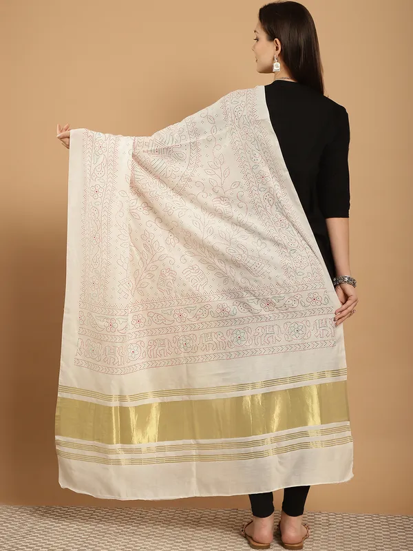 Off_White_Muslin_Bandhej_Ethnic_Dupatta