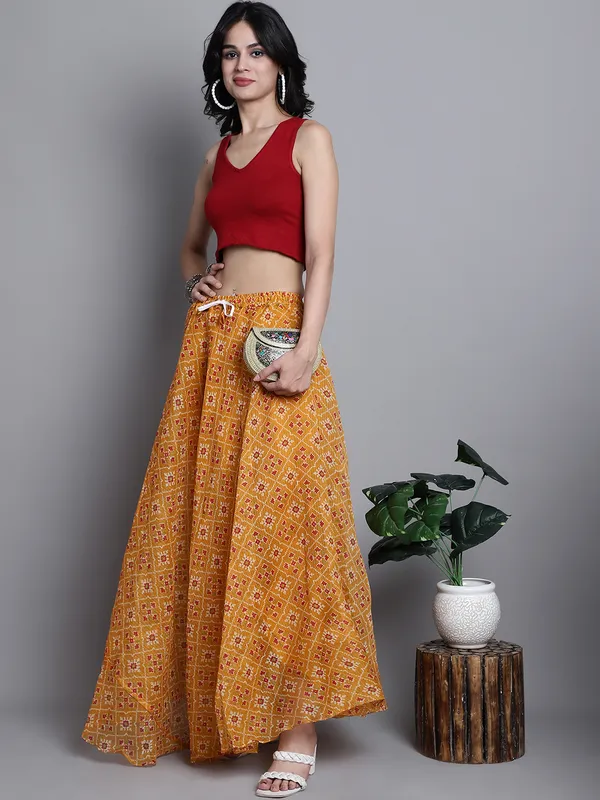 Mustard_Cotton_Kota_Doriya_Printed_Casual_Skirt_For_Women