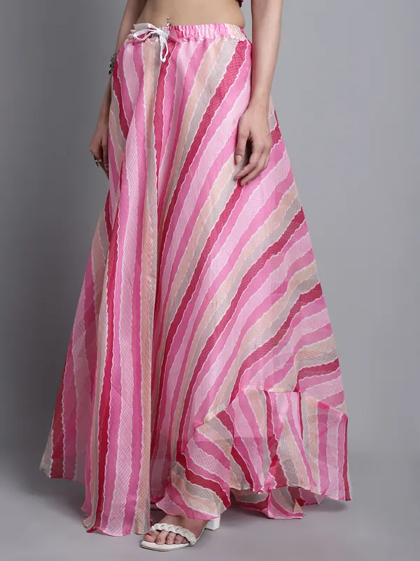 Pink_Cotton_Kota_Doriya_Printed_Casual_Skirt_For_Women