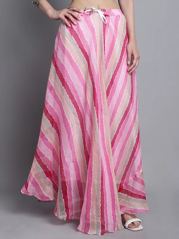 Pink_Cotton_Kota_Doriya_Printed_Casual_Skirt_For_Women
