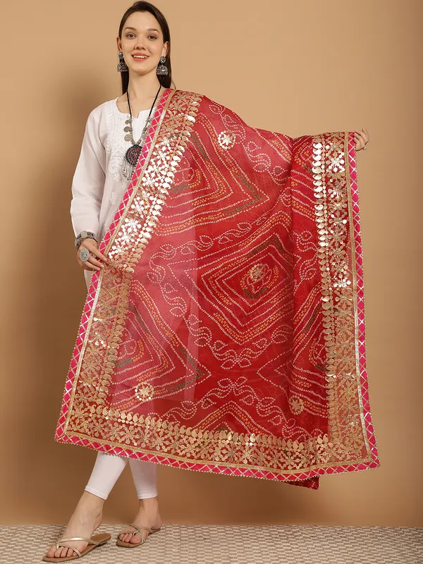 Red_Cotton_Kota_Doriya_Gota_Patti_Work_Dupatta
