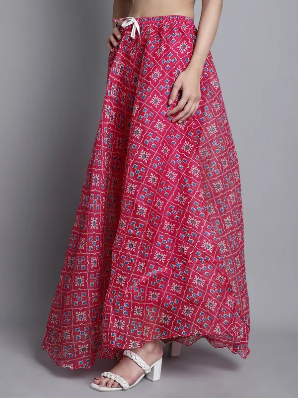 Magenta_Cotton_Kota_Doriya_Printed_Casual_Skirt_For_Women