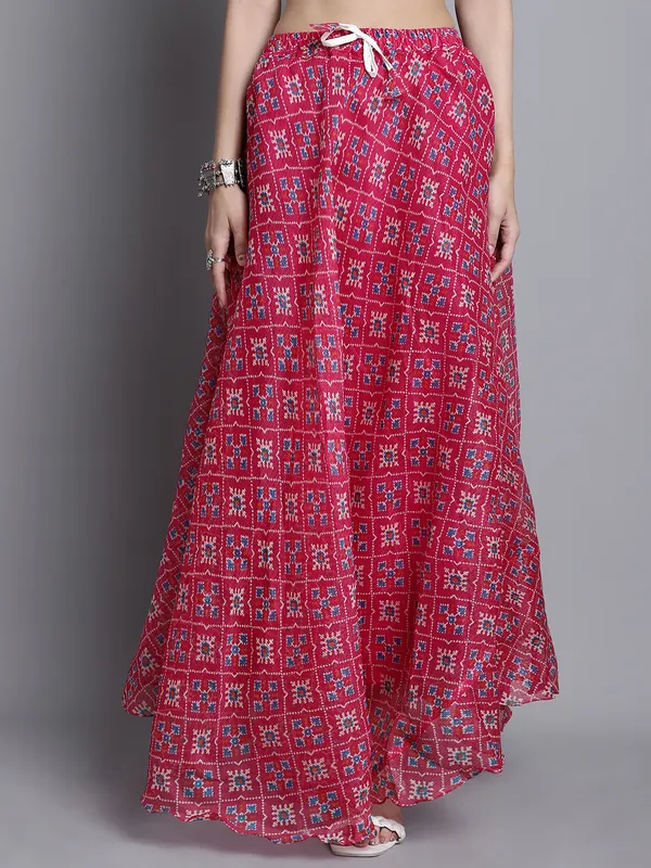 Magenta_Cotton_Kota_Doriya_Printed_Casual_Skirt_For_Women