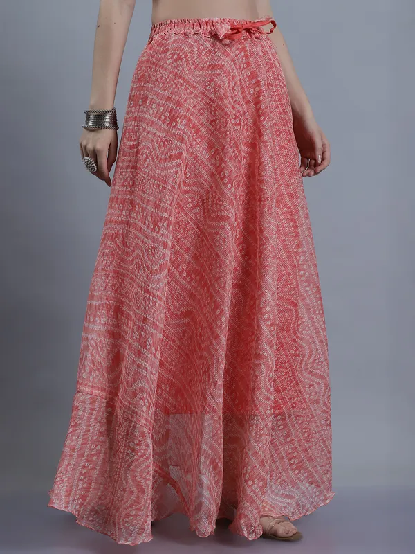 Peach_Cotton_Kota_Doriya_Printed_Casual_Skirt_For_Women