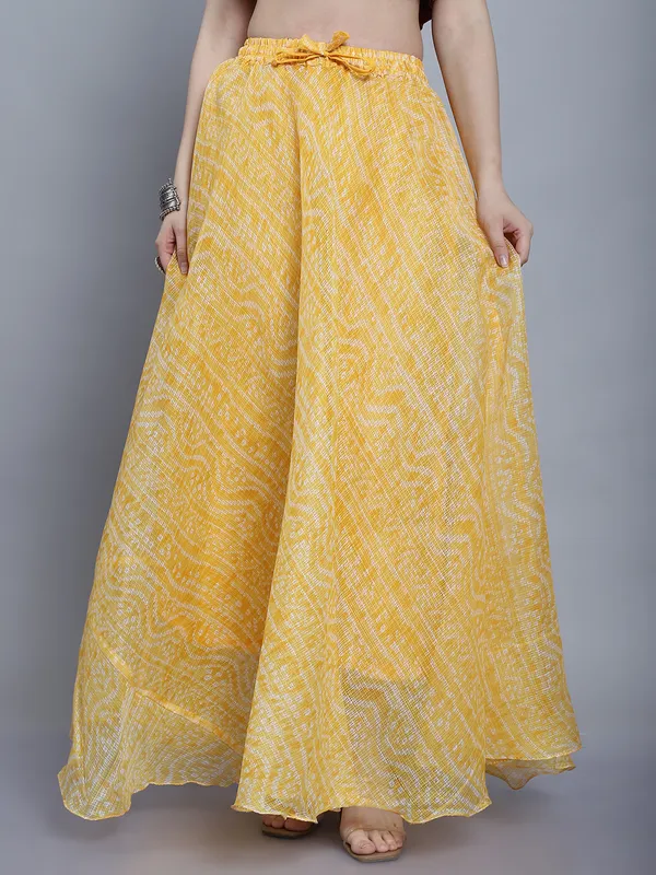 Yellow_Cotton_Kota_Doriya_Printed_Casual_Skirt_For_Women