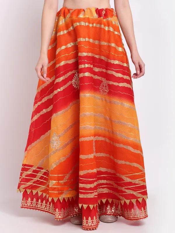 Orange_Cotton_Kota_Doriya_Gota_Patti_Work_Skirt_For_Women