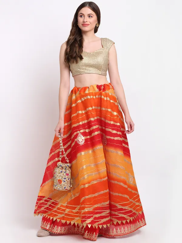 Orange_Cotton_Kota_Doriya_Gota_Patti_Work_Skirt_For_Women
