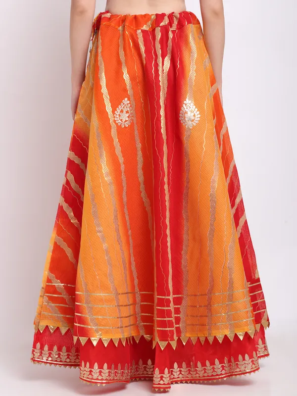 Orange_Cotton_Kota_Doriya_Gota_Patti_Work_Skirt_For_Women