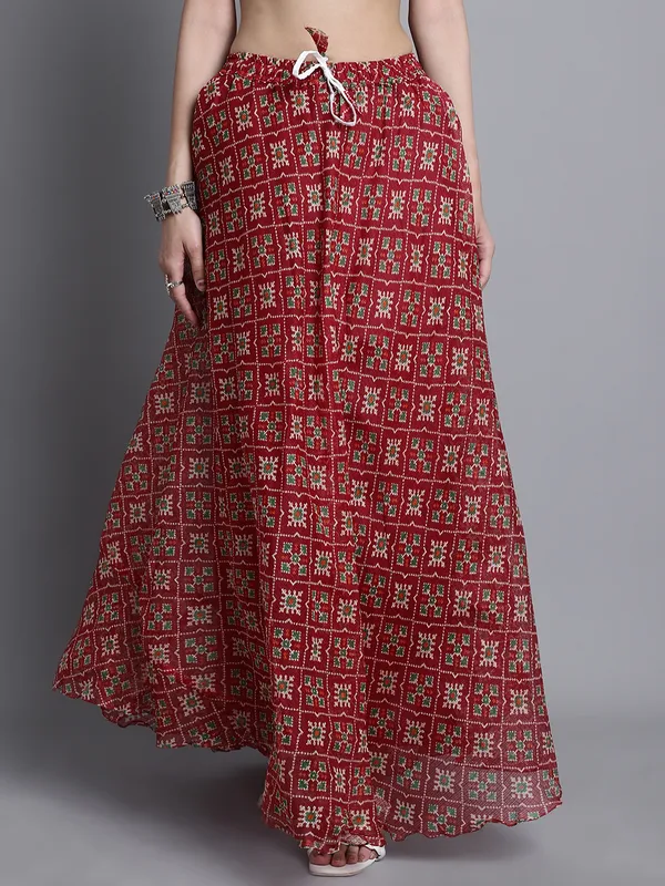 Maroon_Cotton_Kota_Doriya_Printed_Casual_Skirt_For_Women