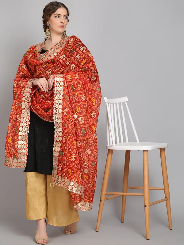 Red_Cotton_Kota_Doriya_Patola_Print_Gota_Patti_Work_Dupatta