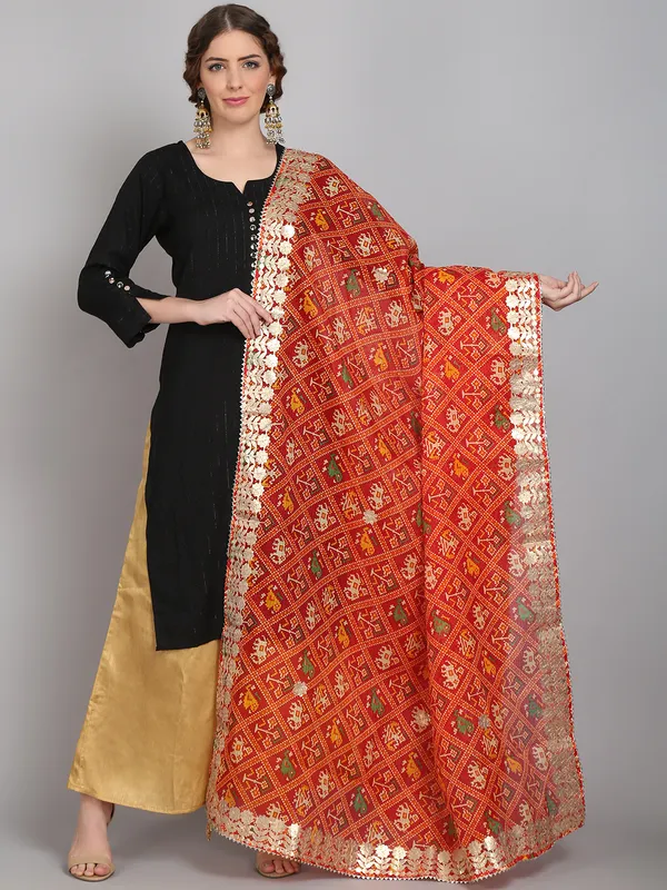 Red_Cotton_Kota_Doriya_Patola_Print_Gota_Patti_Work_Dupatta