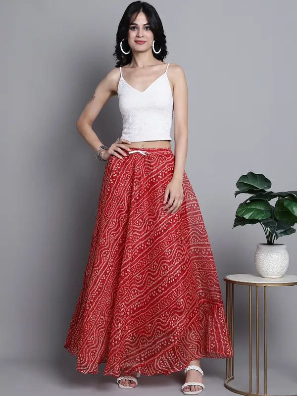 Red_Cotton_Kota_Doriya_Printed_Casual_Skirt_For_Women
